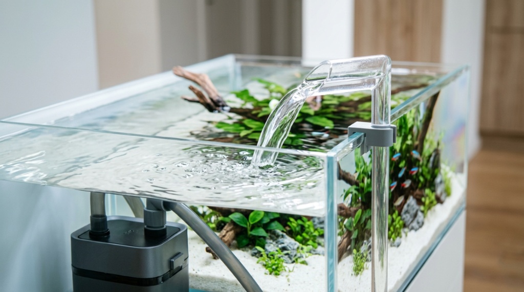 Ceramic filter rings inside a filtration system to keep aquarium water clean.