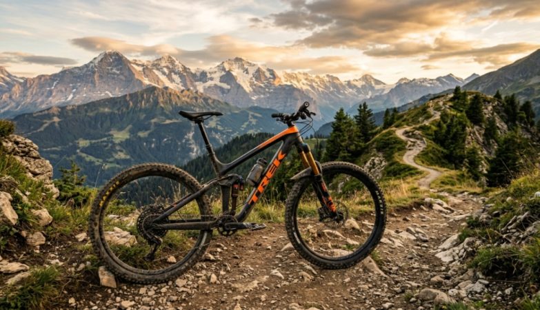 Canyon Spectral 27.5 AL 5 mountain bike resting on a rugged dirt trail.